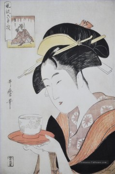 portrait Tableau Peinture - Portrait de Naniwaya okita Kitagawa Utamaro ukiyo e Bijin GA